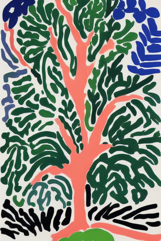 graphic design print of an oak tree by Henri Matisse on a white background